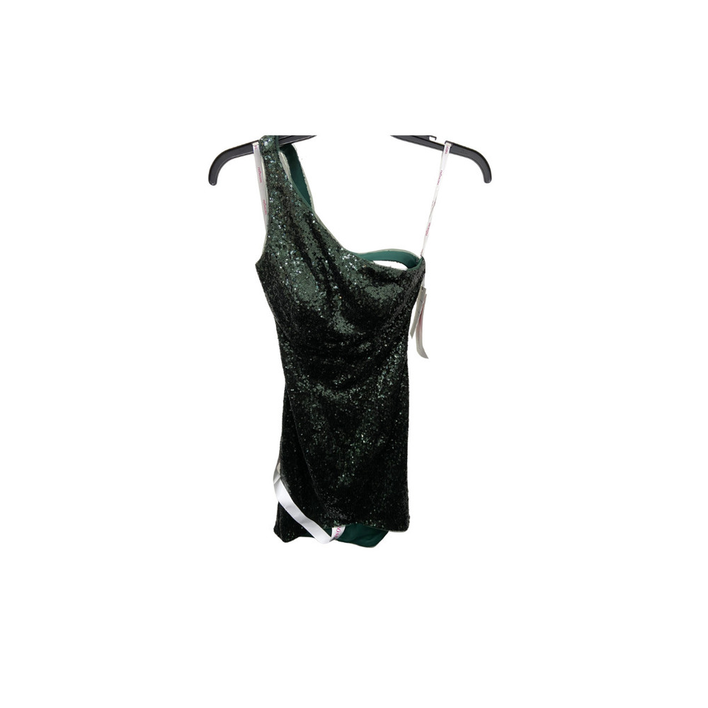 Rated PG Green Sequin One Shoulder Dress Size 4 - Party Dress